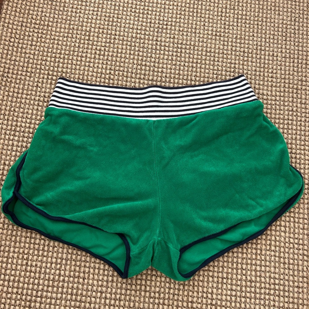 Tory Sport Green Shorts with Striped Waistband